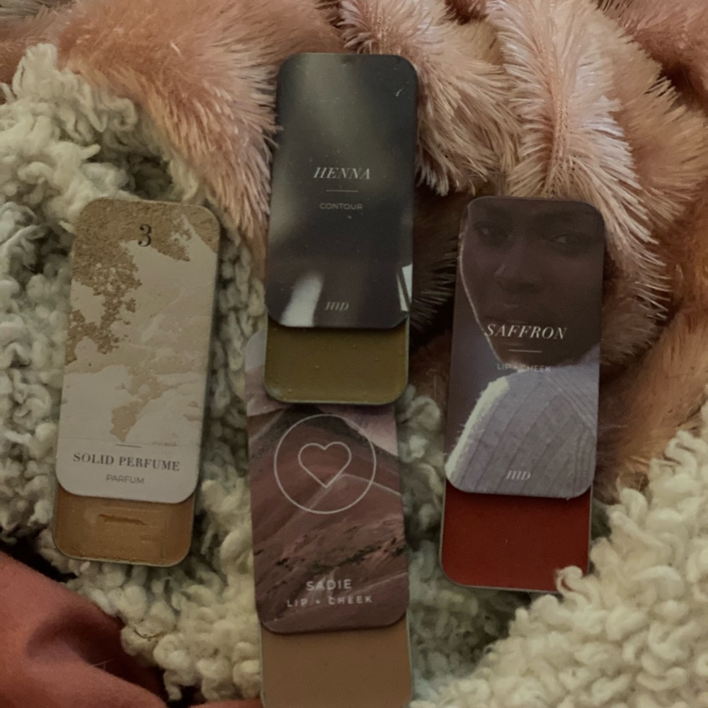 New Henna + Saffronlip/cheek plus #3 perfumed illuminator + Sadie Lip/cheek